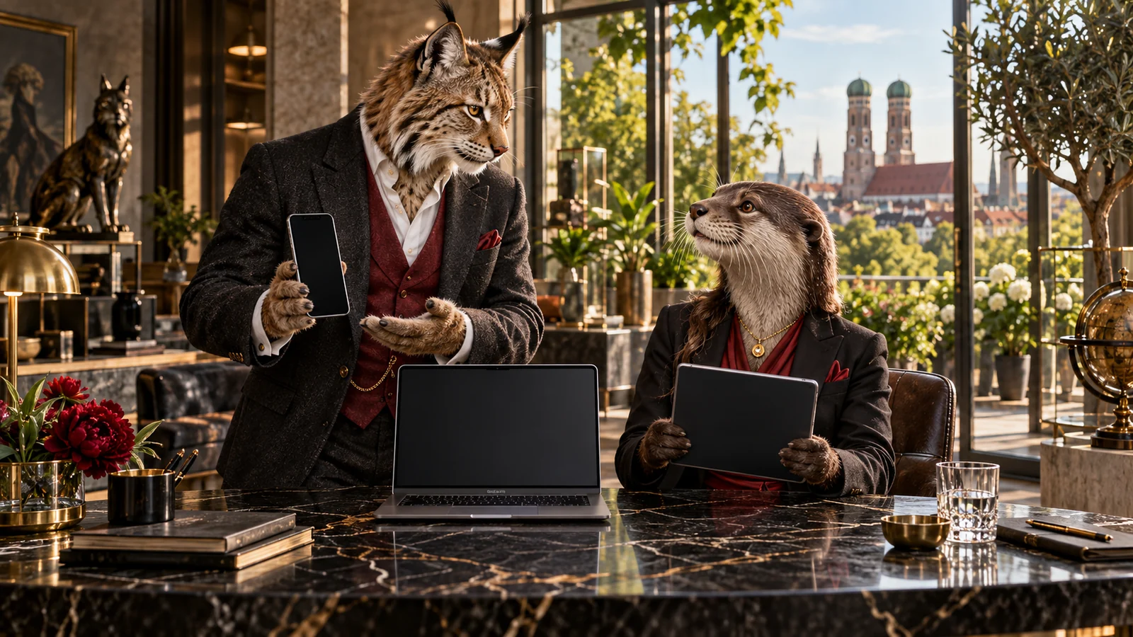Bizzo Casino Figuren in einer thematischen Szene